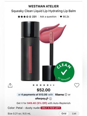 3/$50- Westman Atelier Liquid Lip Balm in Petal (dusty pink nude)